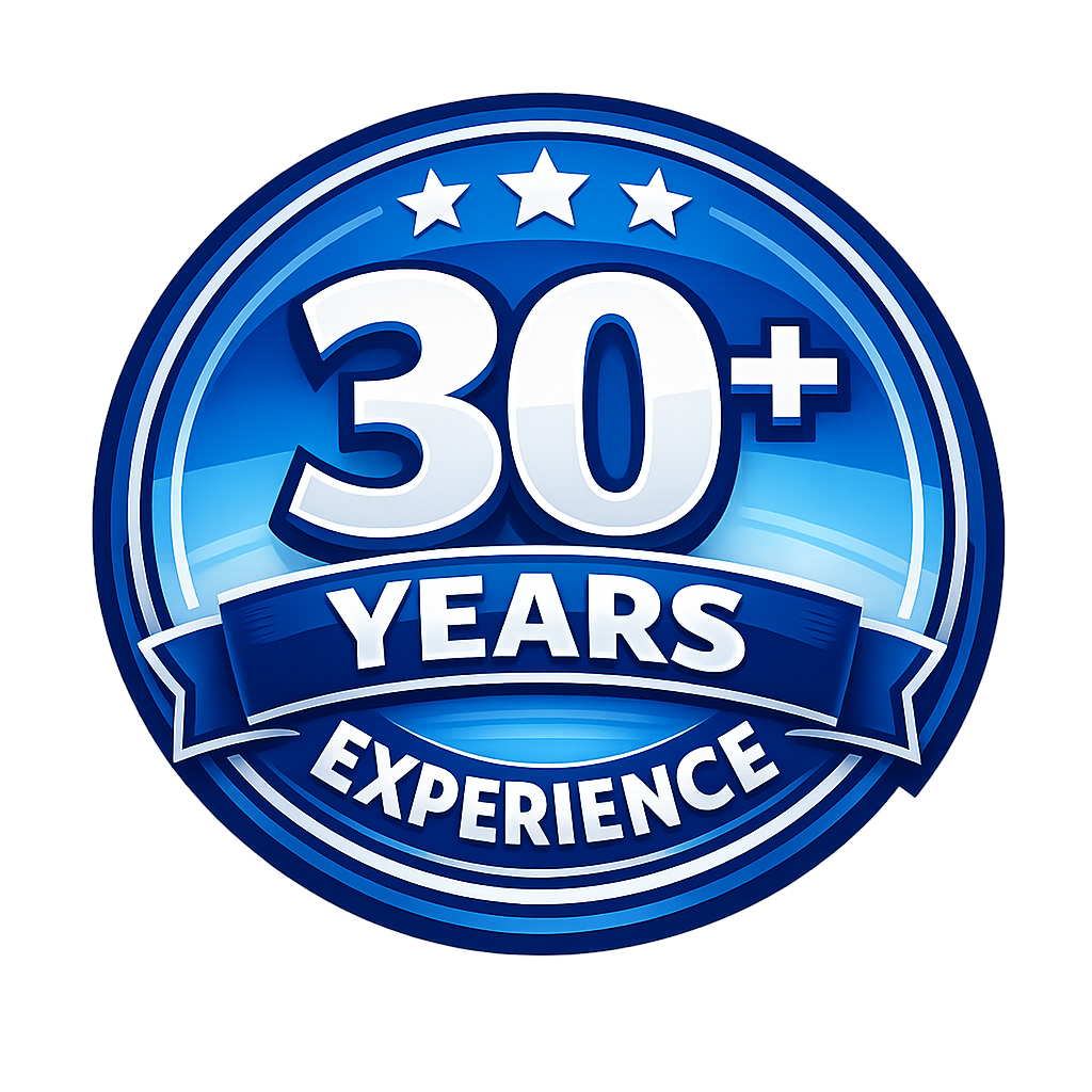 30+ Years of industry experience badge